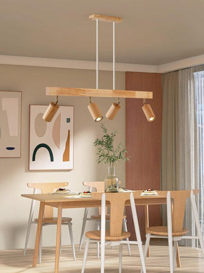 Houten Plafondlamp Verstelbaar met Warm Licht en Minimalistisch Design