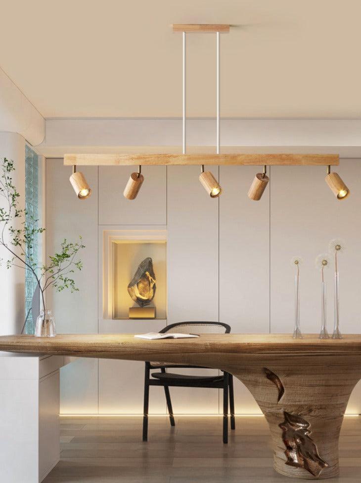 Houten Plafondlamp Verstelbaar met Warm Licht en Minimalistisch Design