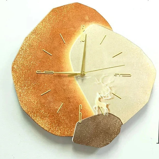 Organische houten wandklok met stille werking - 35 cm