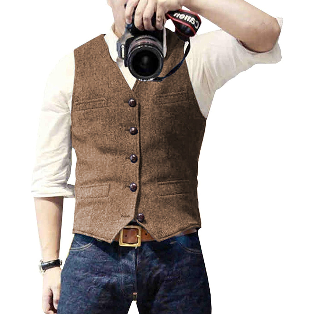 Elegante Heren Gilet met Verstelbare Pasvorm en Knoopsluiting