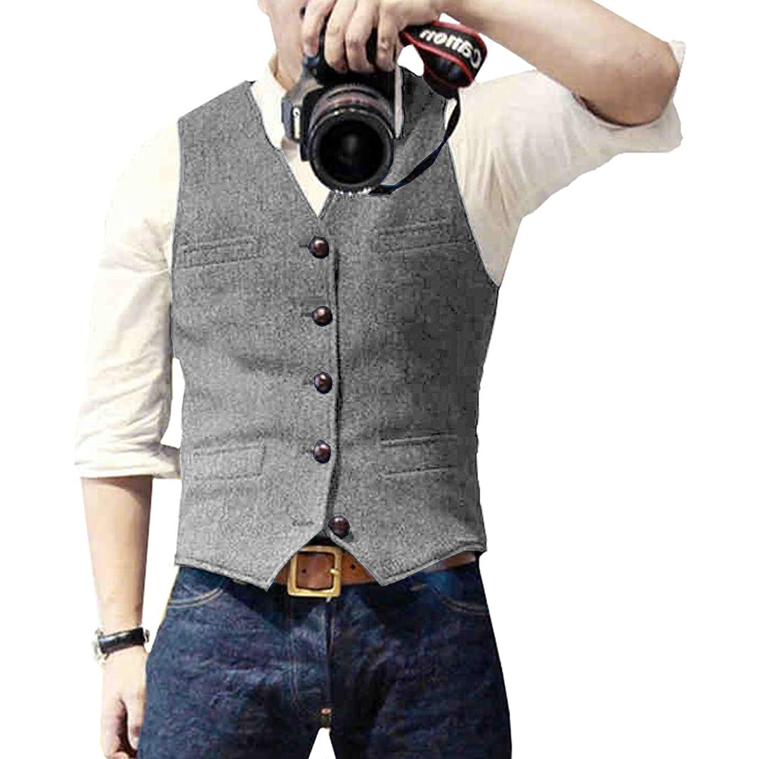 Elegante Heren Gilet met Verstelbare Pasvorm en Knoopsluiting