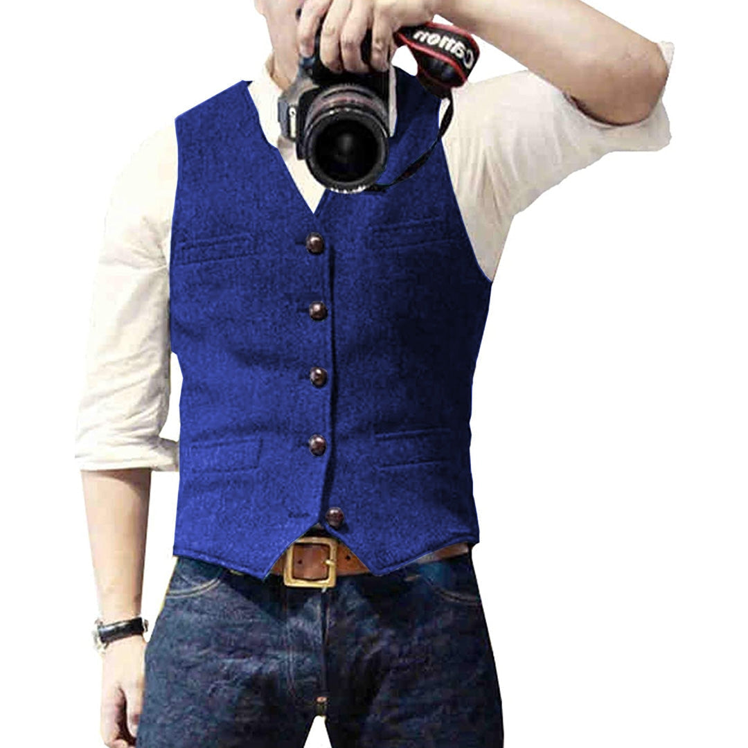 Elegante Heren Gilet met Verstelbare Pasvorm en Knoopsluiting