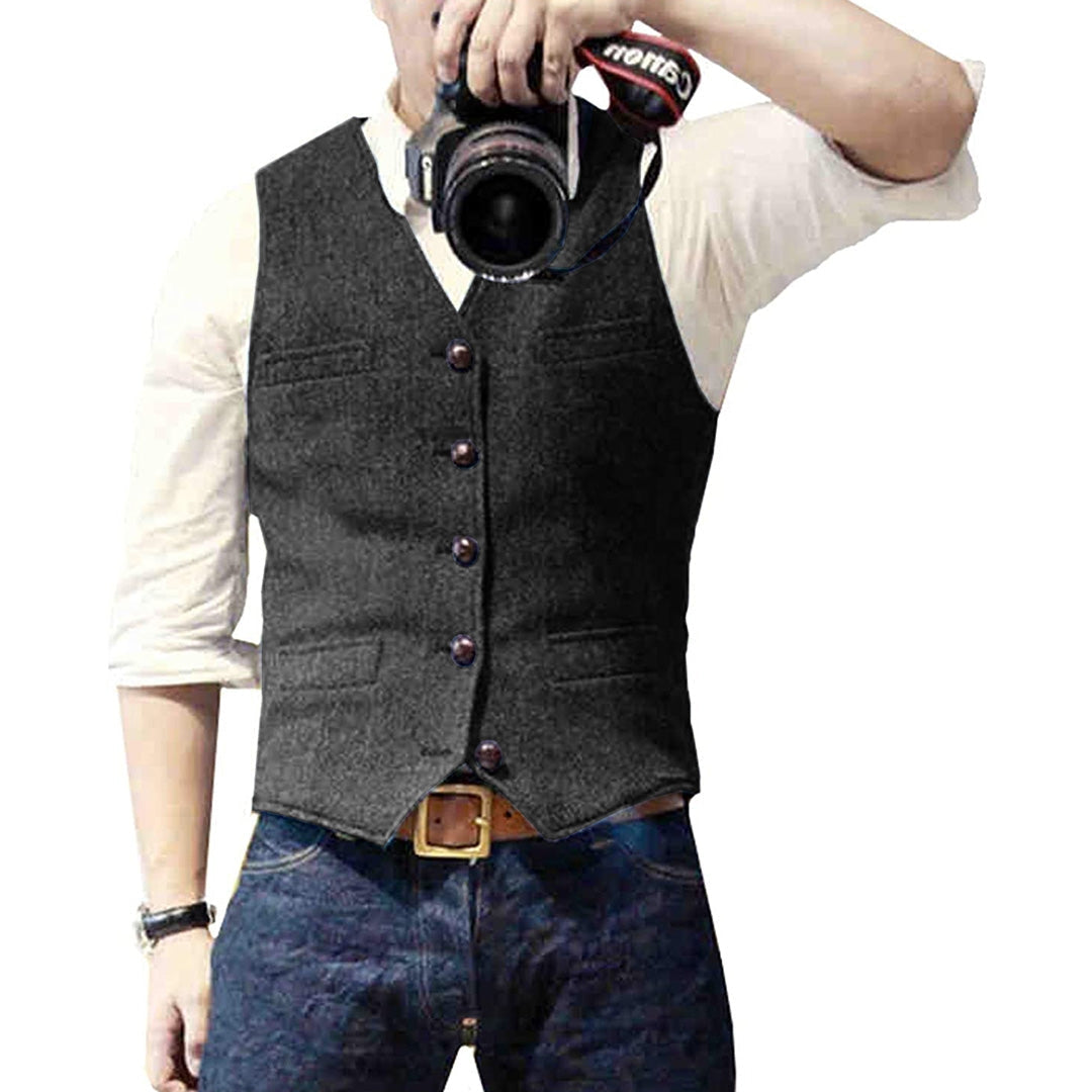 Elegante Heren Gilet met Verstelbare Pasvorm en Knoopsluiting