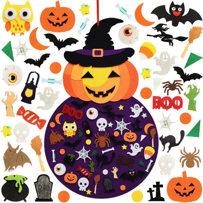 Halloweenheks Viltdecoratie met 50 Vilten Accessoires - Creatief Speelgoed