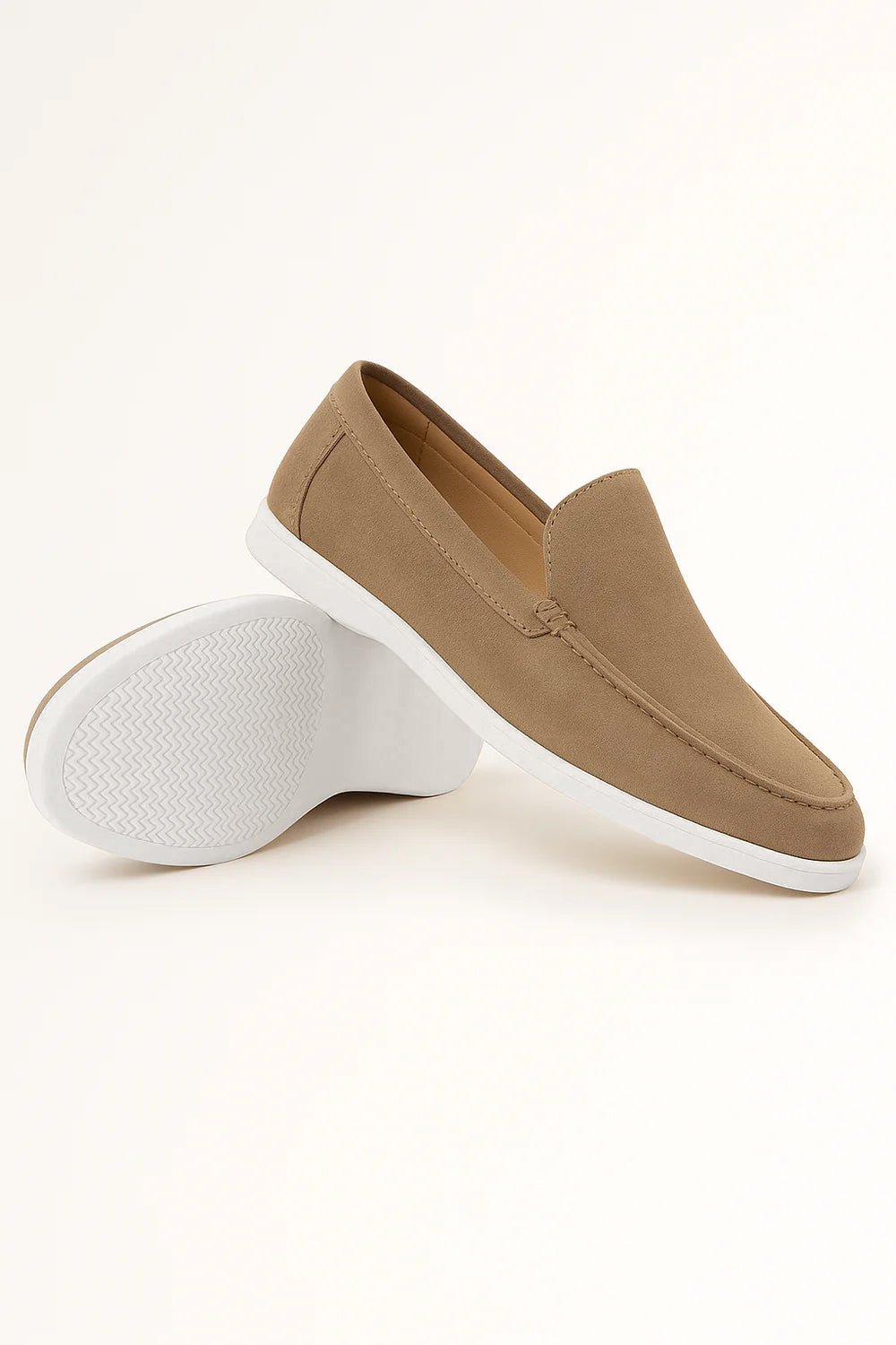 Luxueuze Suède Look Herenloafers met Witte Zool – Comfort & Stijl