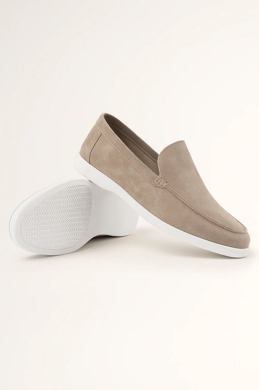 Luxueuze Suède Look Herenloafers met Witte Zool – Comfort & Stijl