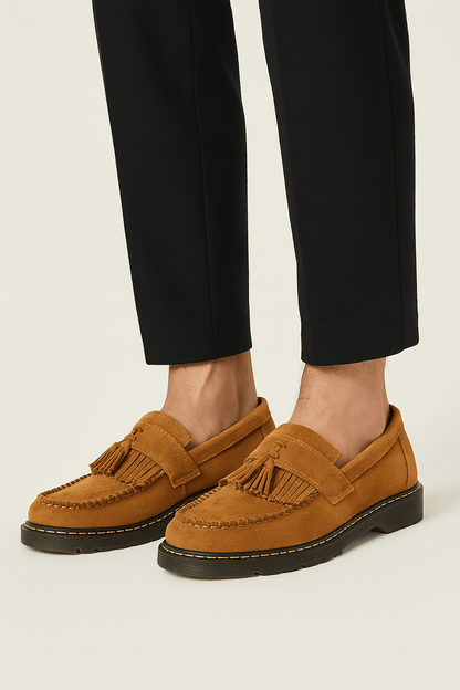 Suède Look Herenschoenen – Klassieke Loafers met Kwasten & Comfortzool