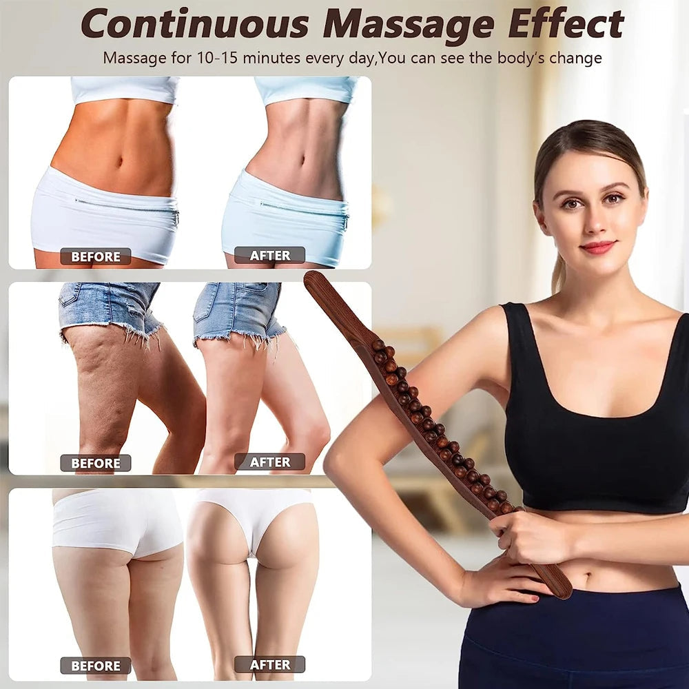 HoutRelax Gua Sha Massagestok – 60 cm Massagetool van Natuurhout voor Diepe Spierontspanning