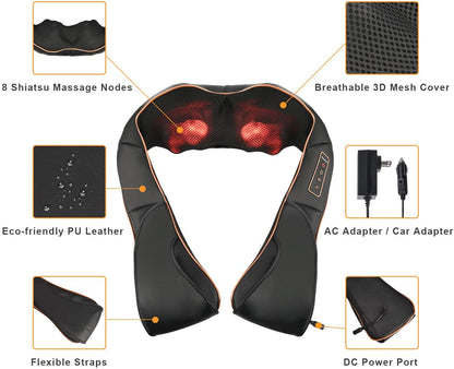 RelaxPro Massagekussen – Shiatsu Warmtekussen voor Nek, Schouders en Rug