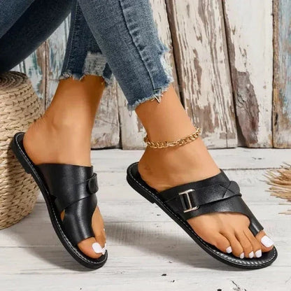 Comfort Leren Sandaal met Voetgewelfsteun - Retro Dames Comfortsandaal