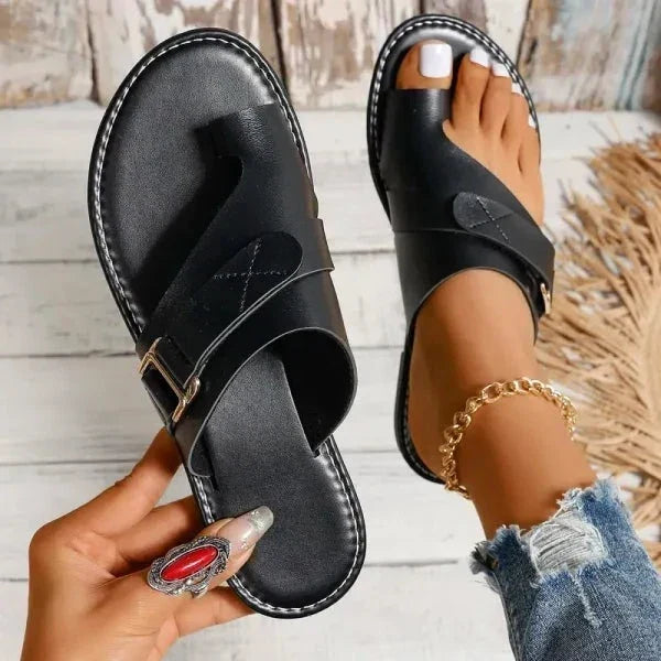 Comfort Leren Sandaal met Voetgewelfsteun - Retro Dames Comfortsandaal