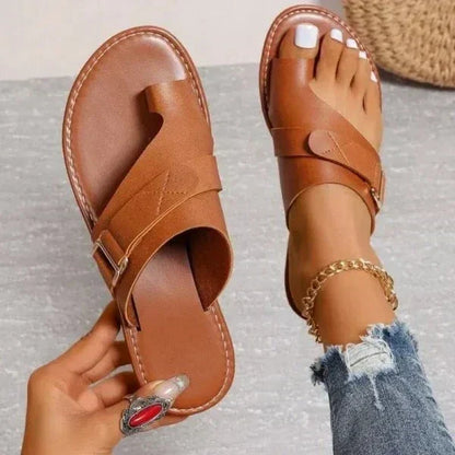 Comfort Leren Sandaal met Voetgewelfsteun - Retro Dames Comfortsandaal