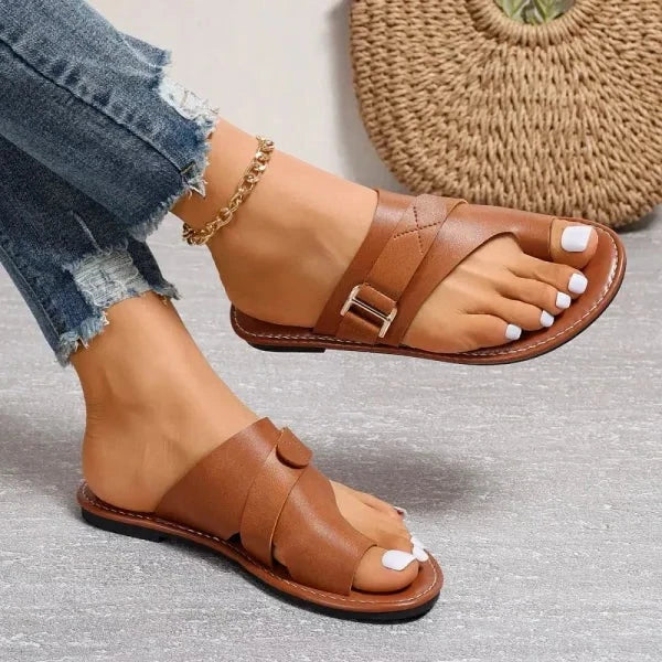 Comfort Leren Sandaal met Voetgewelfsteun - Retro Dames Comfortsandaal