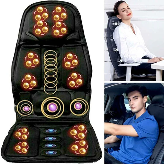 Ergonomisch Verwarmend Massagekussen met 8 Modi - Rug- en Nekondersteuning voor Auto en Kantoor