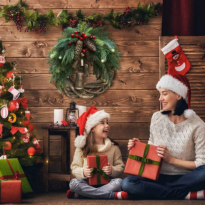 Winterwens Krans – Handgemaakte Bohemian Deurkrans met Bellen en Dennenappels