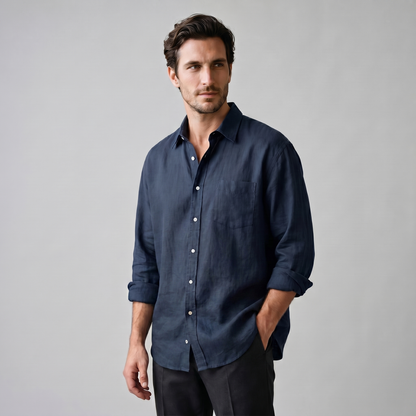 Oversized Casual Herenshirt met Lange Mouwen