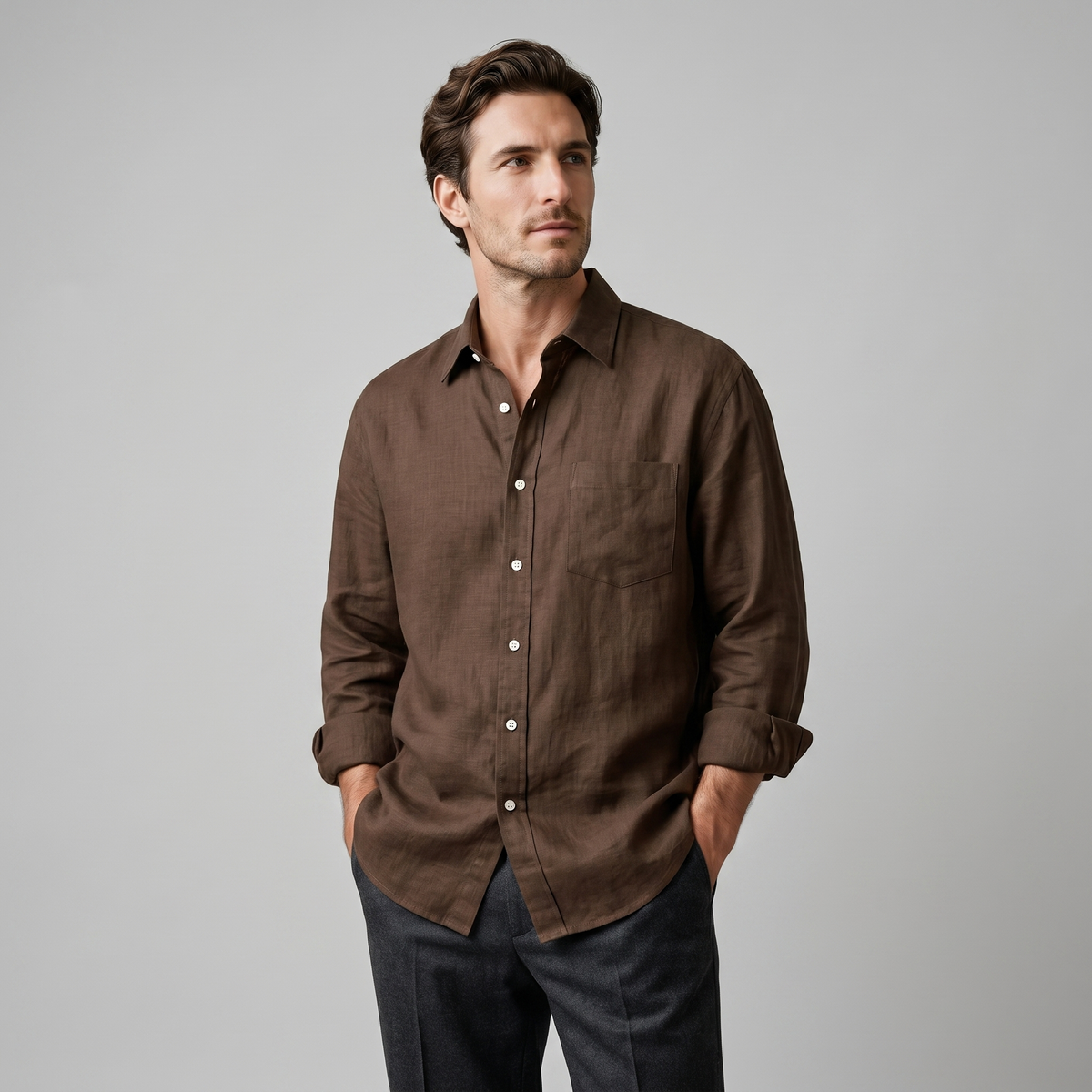 Oversized Casual Herenshirt met Lange Mouwen