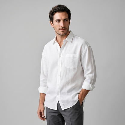 Oversized Casual Herenshirt met Lange Mouwen