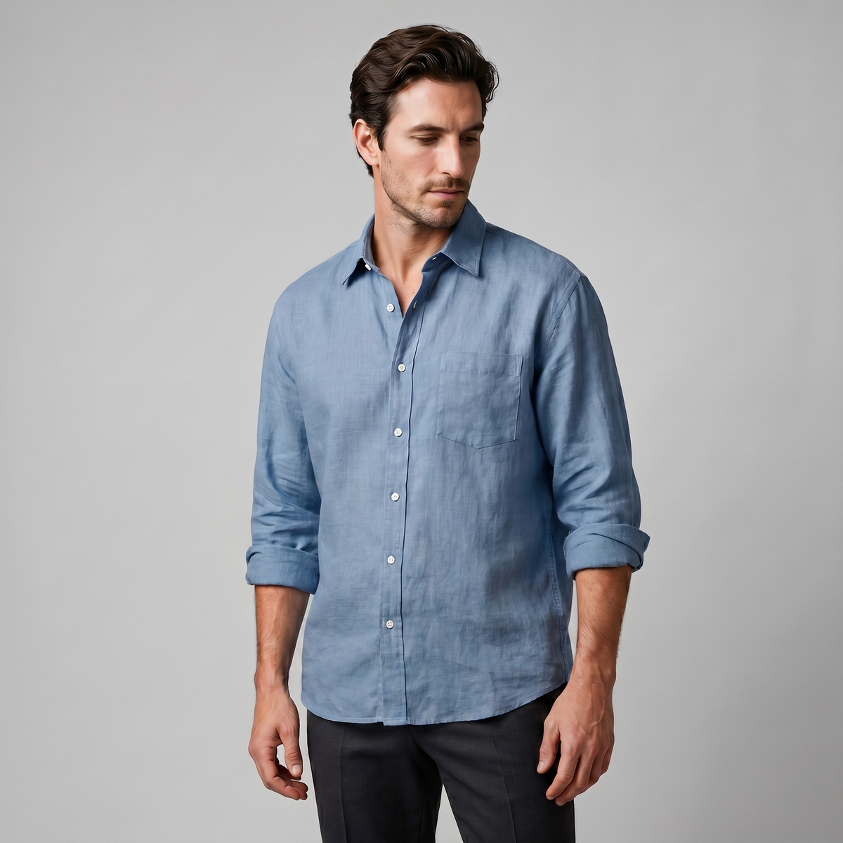 Oversized Casual Herenshirt met Lange Mouwen