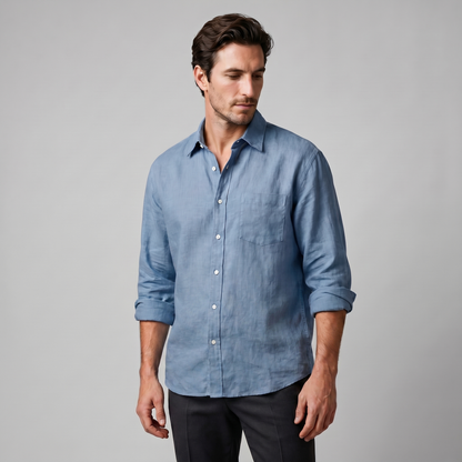 Oversized Casual Herenshirt met Lange Mouwen