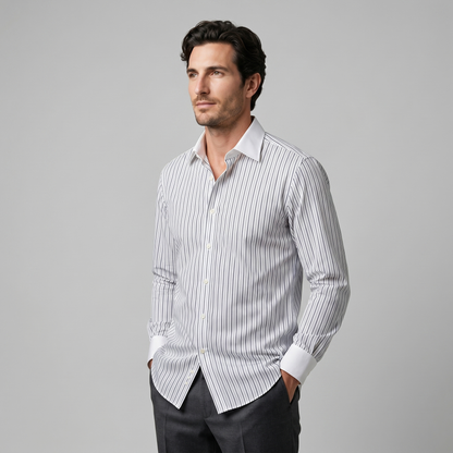 Elegante Gestreepte Heren Overhemd - Slim Fit Lange Mouwen Formeel