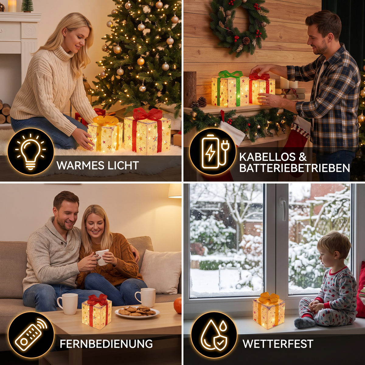 Verlichte Kerstcadeaudozen Set – LED Kerstdecoratie