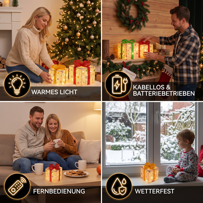 Verlichte Kerstcadeaudozen Set – LED Kerstdecoratie