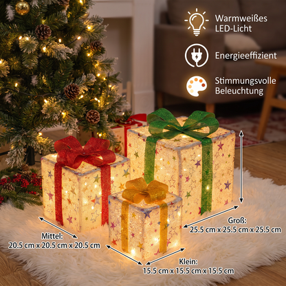 Verlichte Kerstcadeaudozen Set – LED Kerstdecoratie