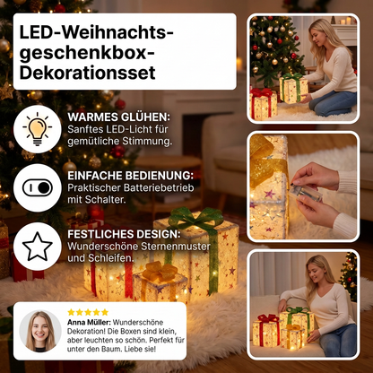 Verlichte Kerstcadeaudozen Set – LED Kerstdecoratie