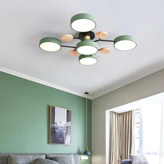 Scandinavische LED Plafondlamp met Hout en Metaal – De ScandiLume Sfeermaker