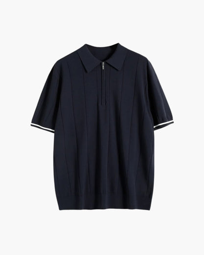 Contrastmouwen Polo met Ritssluiting - Heren Lange Mouwen