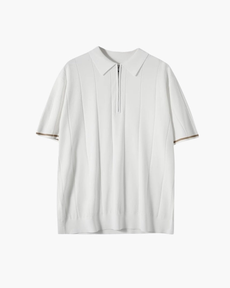 Contrastmouwen Polo met Ritssluiting - Heren Lange Mouwen