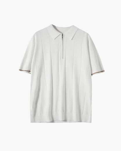 Contrastmouwen Polo met Ritssluiting - Heren Lange Mouwen