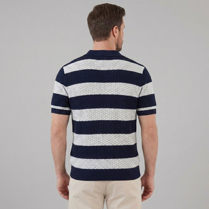 Gebreide Poloshirt met Open-Knit Textuur - Heren Lange Mouwen