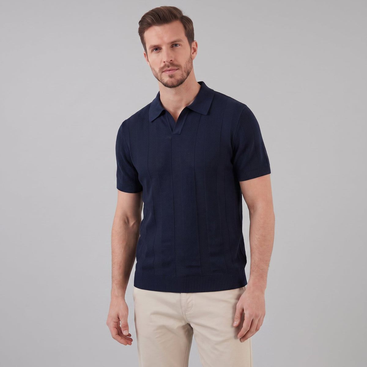 Ademend Open-Knit Poloshirt Heren - Smart Casual Zomer