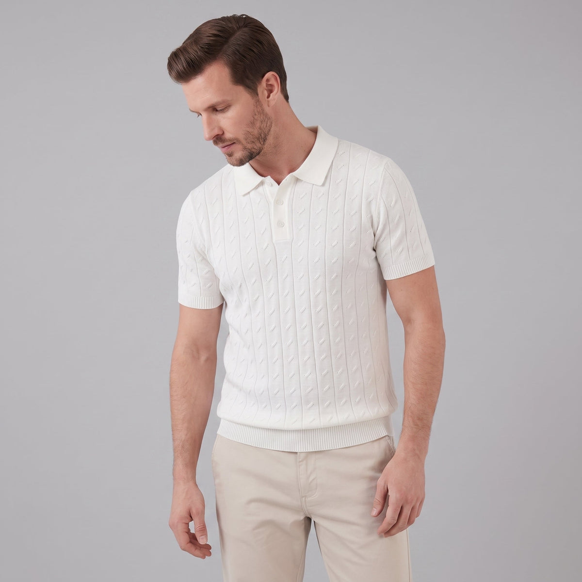 Gestructureerd Poloshirt met Textuurdetail - Heren Zomer