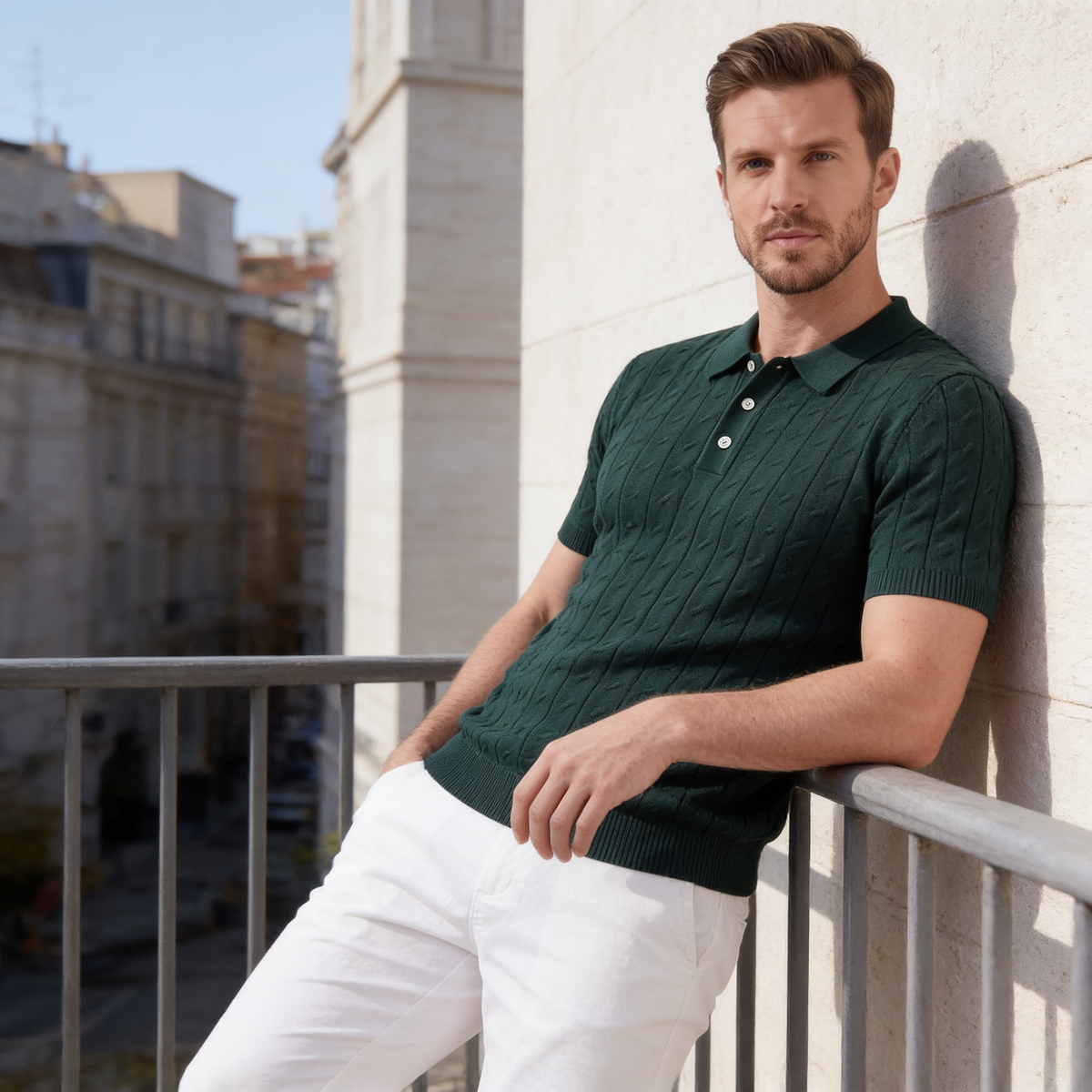 Gestructureerd Poloshirt met Textuurdetail - Heren Zomer