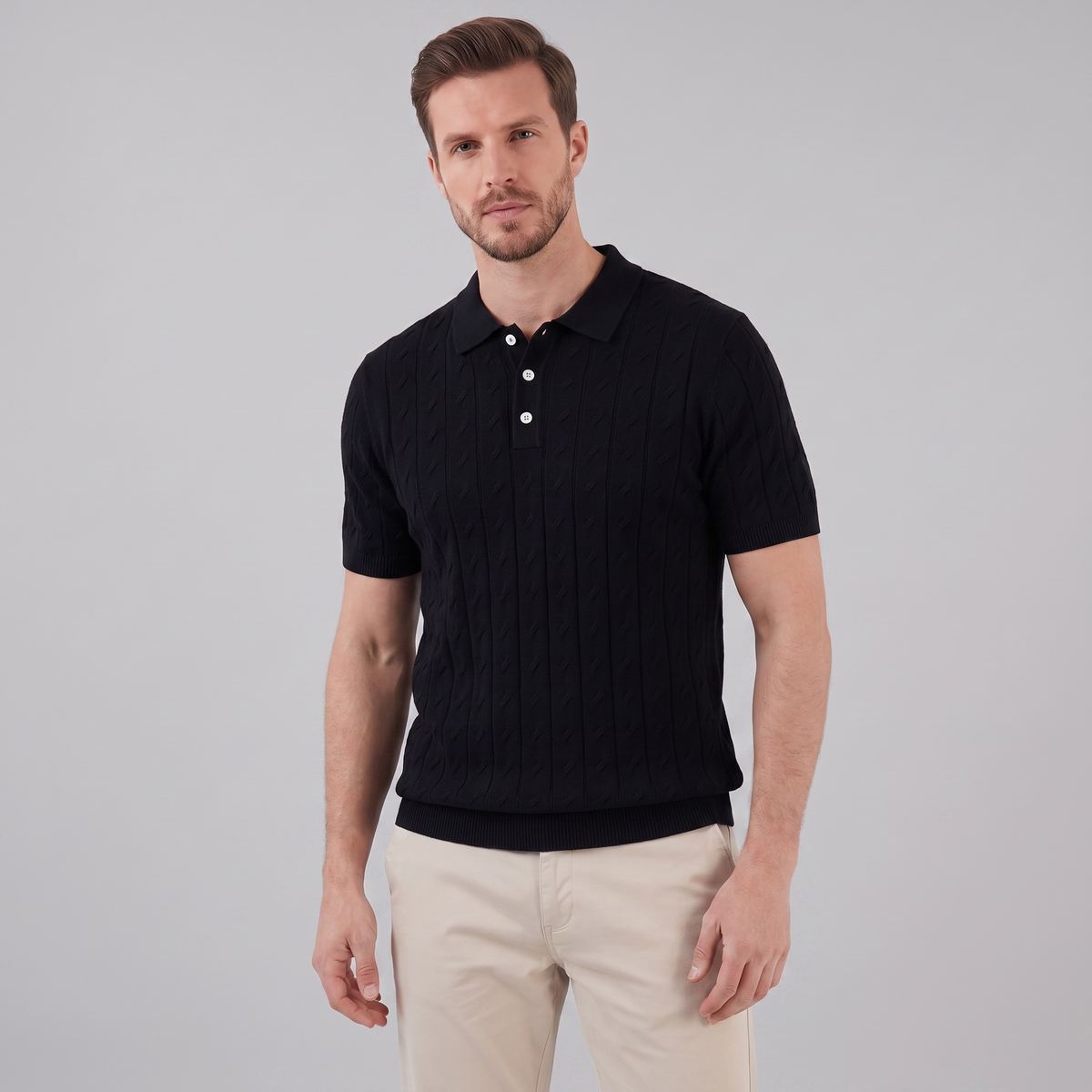 Gestructureerd Poloshirt met Textuurdetail - Heren Zomer