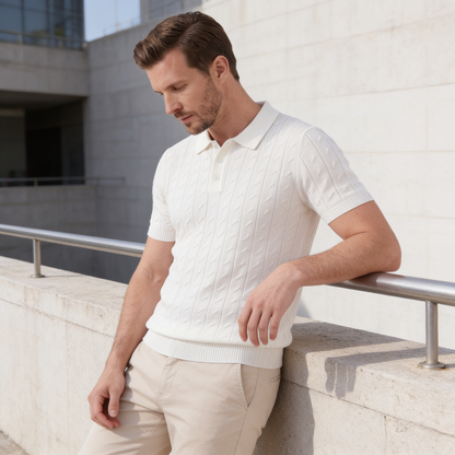 Gestructureerd Poloshirt met Textuurdetail - Heren Zomer