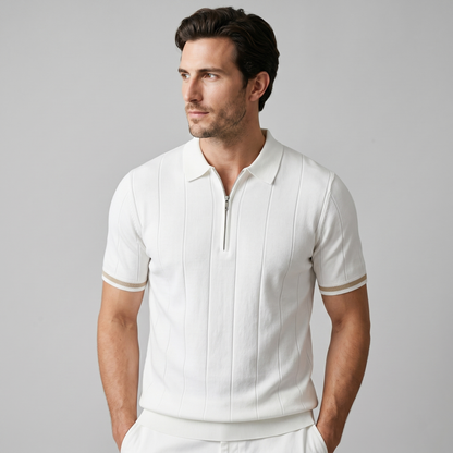 Verticale Streep Ritssluiting Poloshirt Heren - Slim Fit