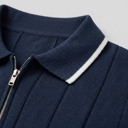 Verticale Streep Ritssluiting Poloshirt Heren - Slim Fit