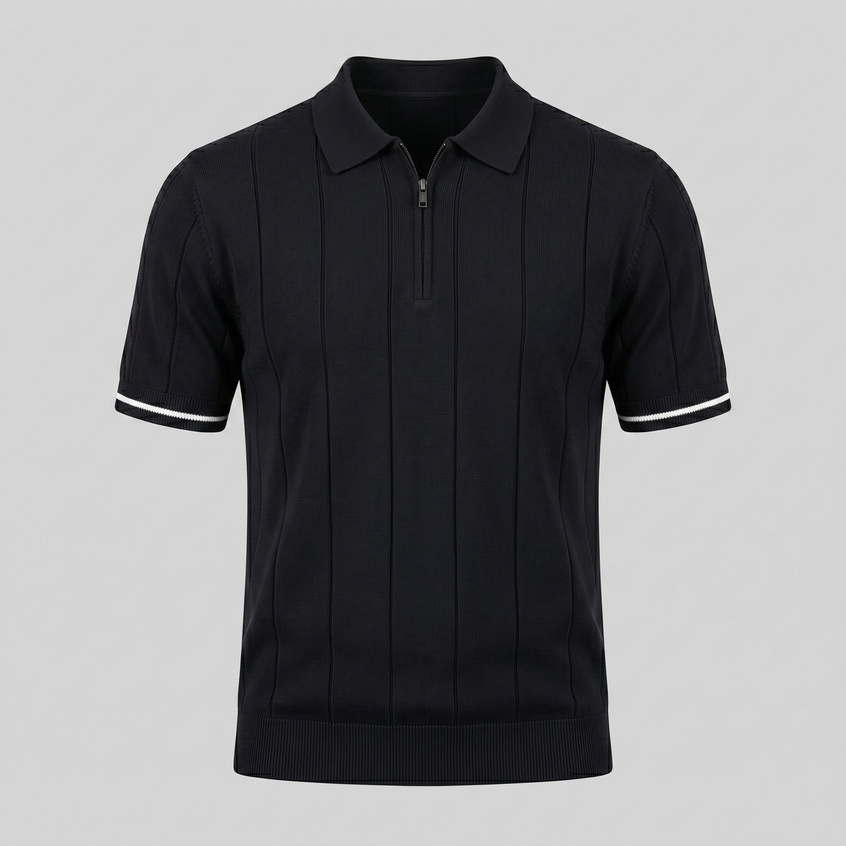 Verticale Streep Ritssluiting Poloshirt Heren - Slim Fit