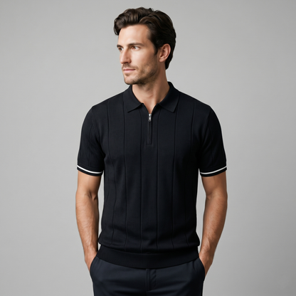 Verticale Streep Ritssluiting Poloshirt Heren - Slim Fit