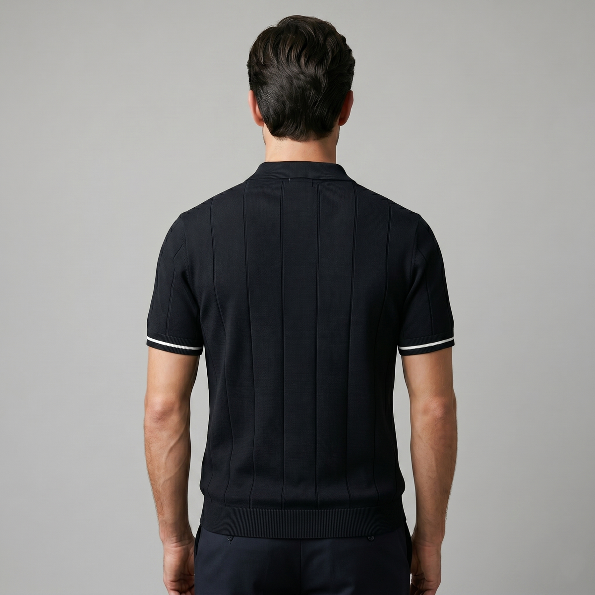 Verticale Streep Ritssluiting Poloshirt Heren - Slim Fit