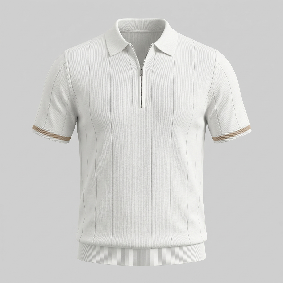 Verticale Streep Ritssluiting Poloshirt Heren - Slim Fit