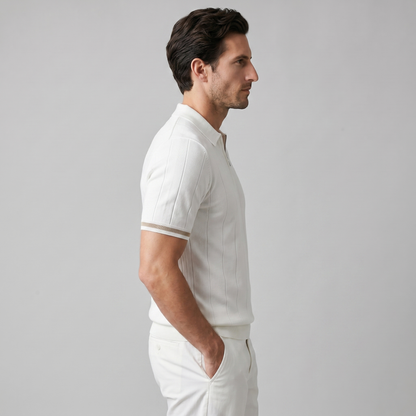 Verticale Streep Ritssluiting Poloshirt Heren - Slim Fit