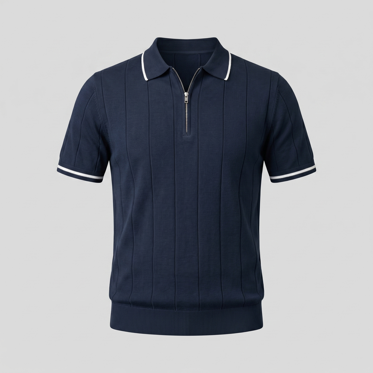 Verticale Streep Ritssluiting Poloshirt Heren - Slim Fit