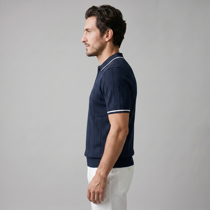 Verticale Streep Ritssluiting Poloshirt Heren - Slim Fit
