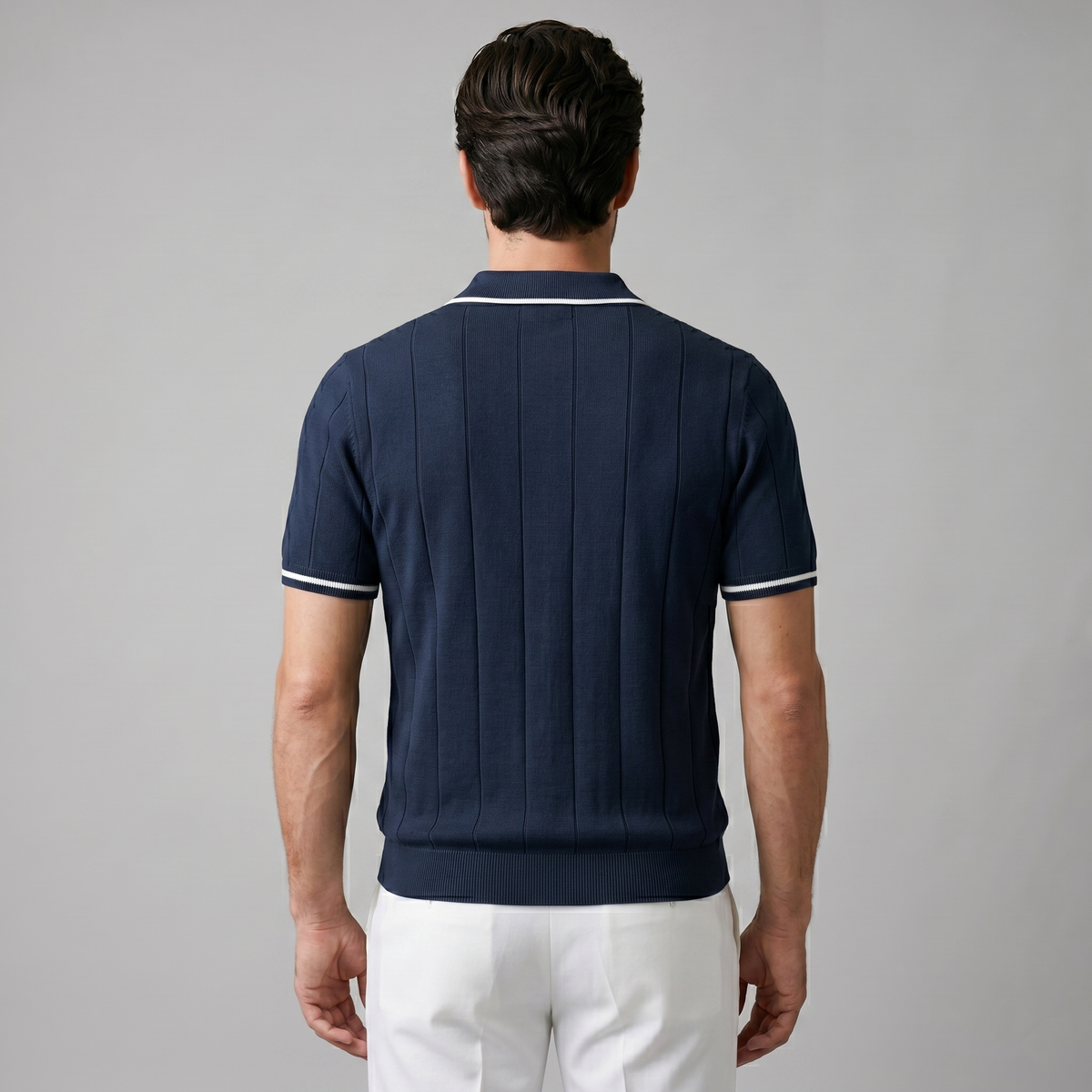 Verticale Streep Ritssluiting Poloshirt Heren - Slim Fit