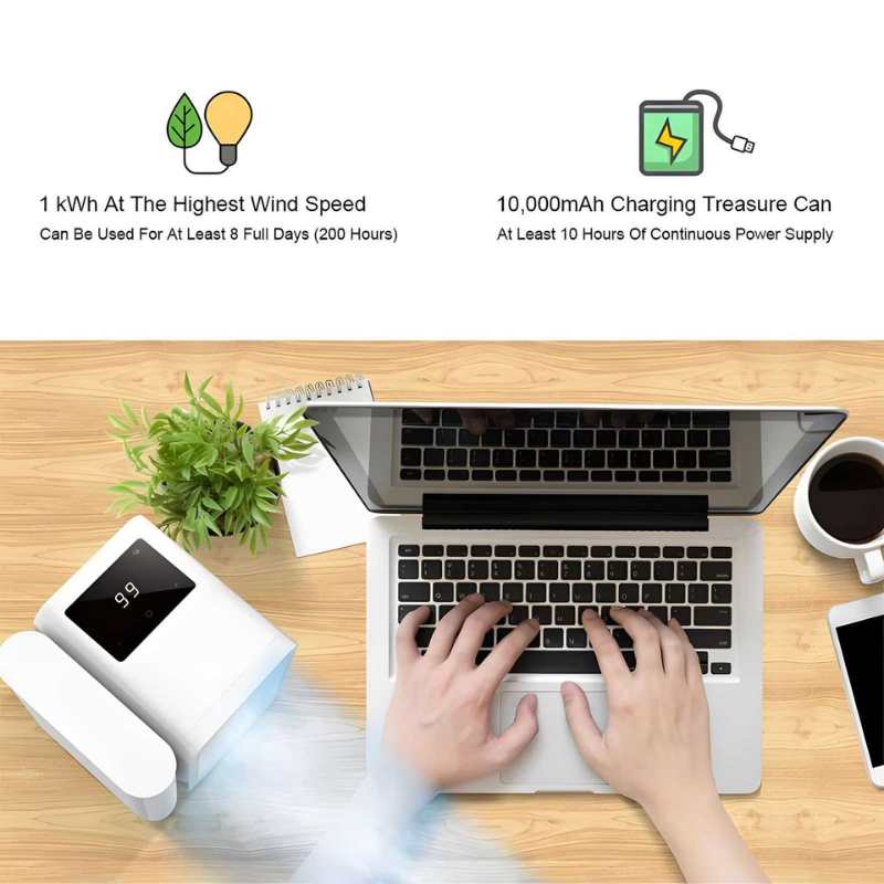 MicroCool mini airkoeler – Draagbare luchtkoeling met luchtzuivering en aromafunctie